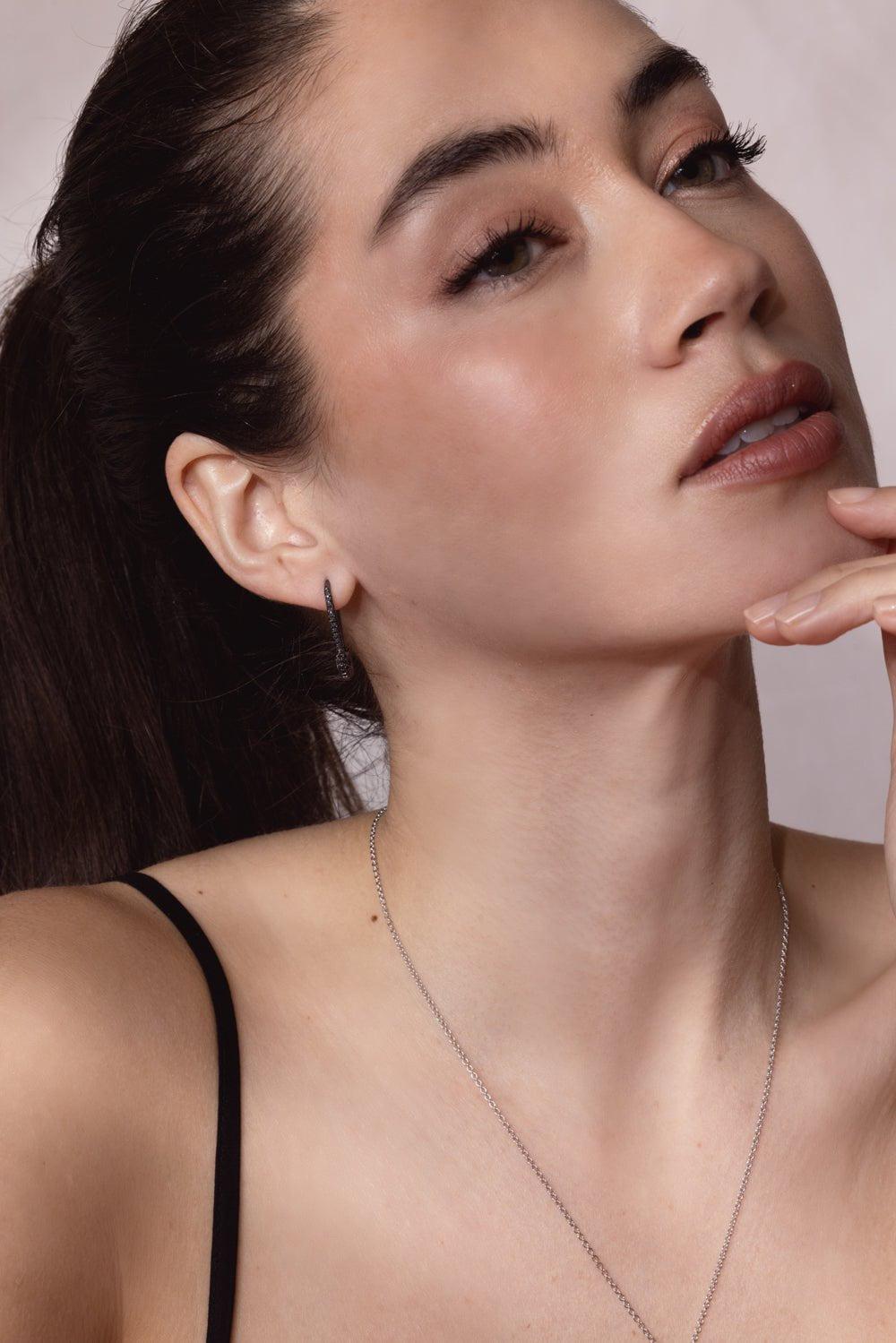 ANITA KO-Black Diamond Safety Pin Earring-BLACK GOLD