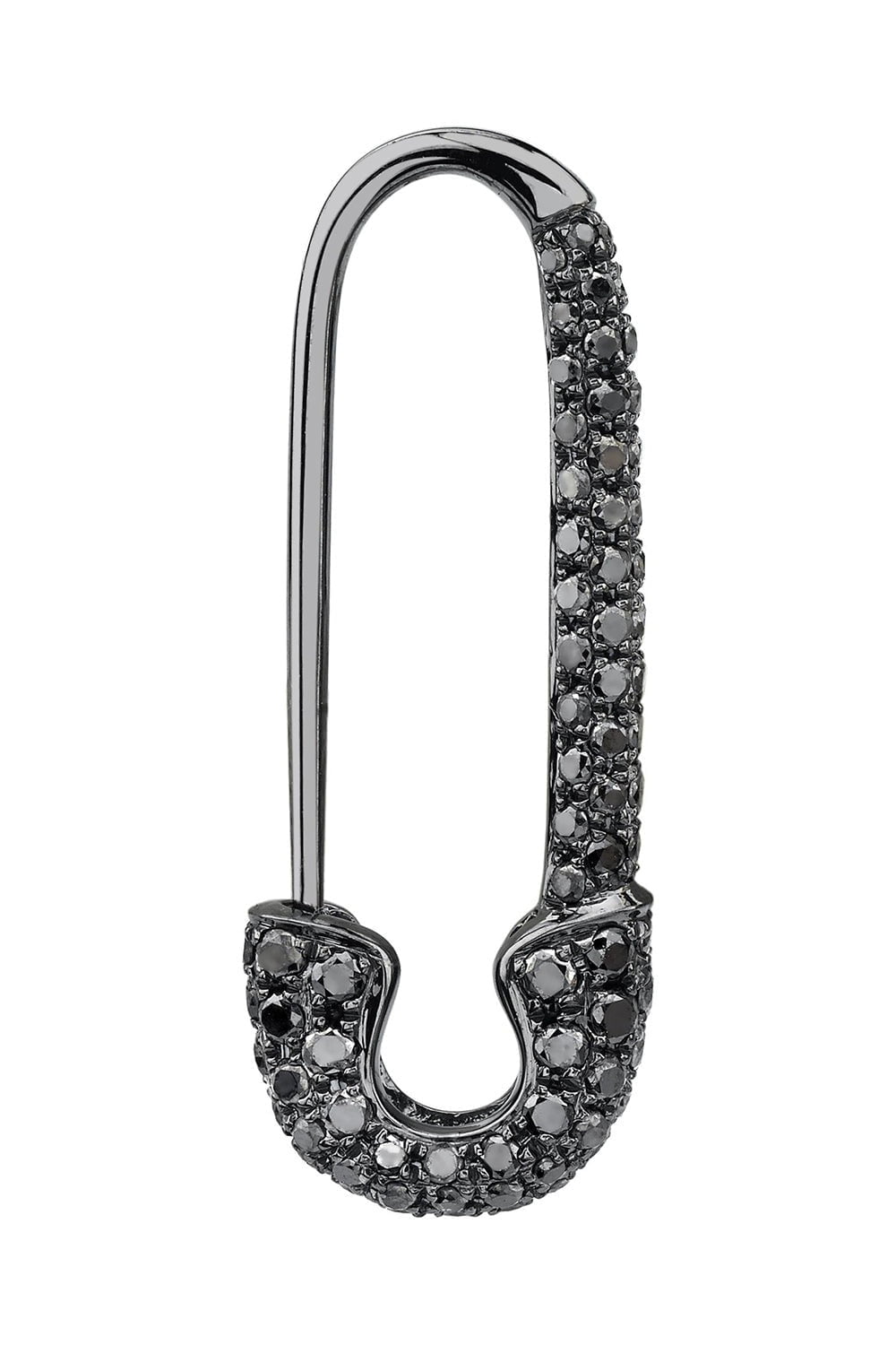 ANITA KO-Black Diamond Safety Pin Earring-BLACK GOLD