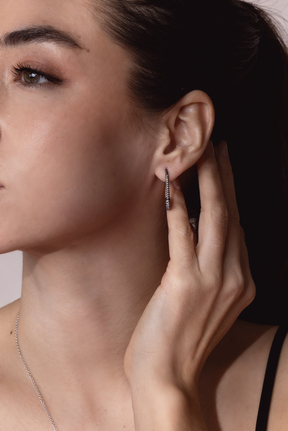 ANITA KO-Diamond Safety Pin Earring-BLACK GOLD