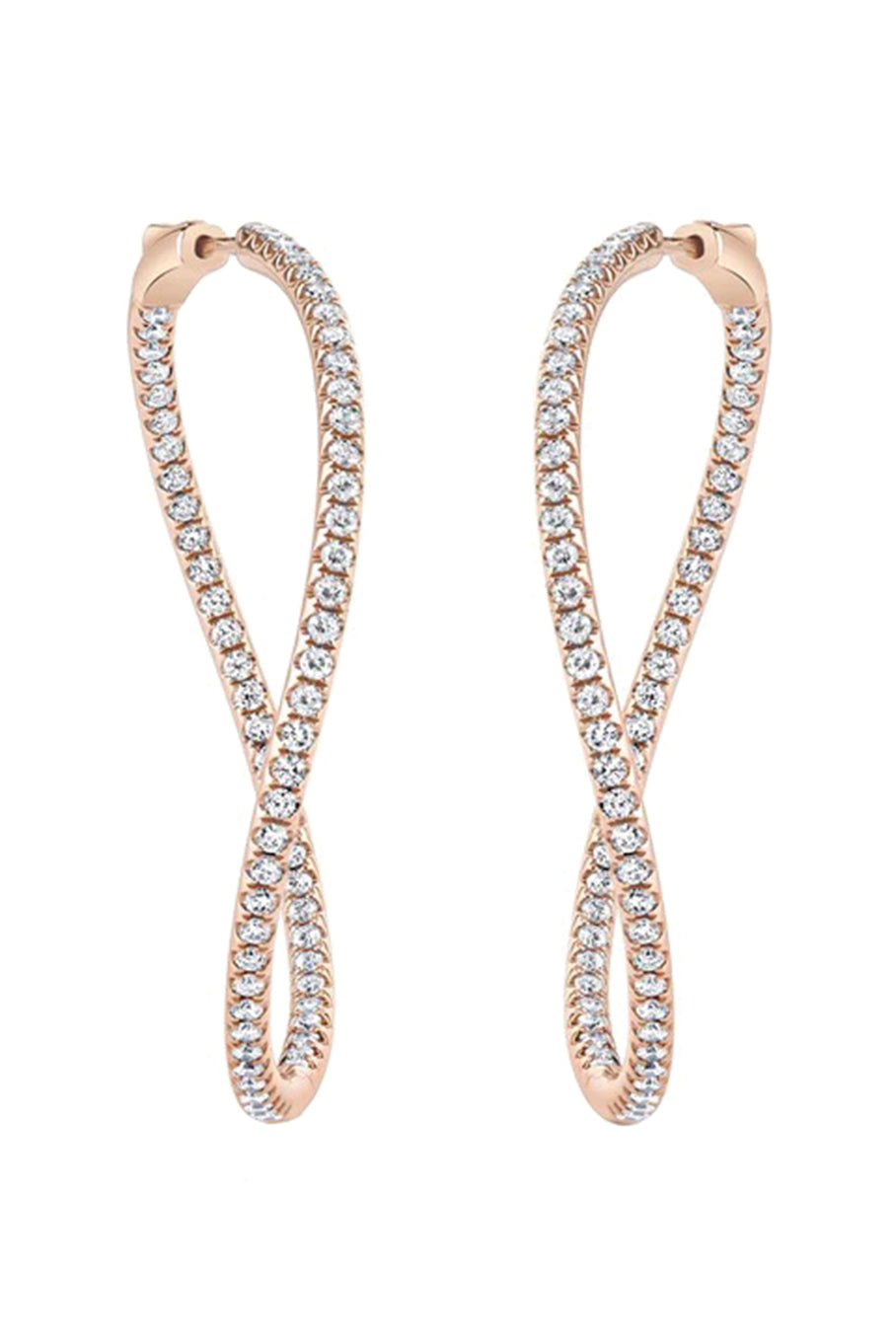 ANITA KO-Diamond Twisted Hoops-ROSE GOLD
