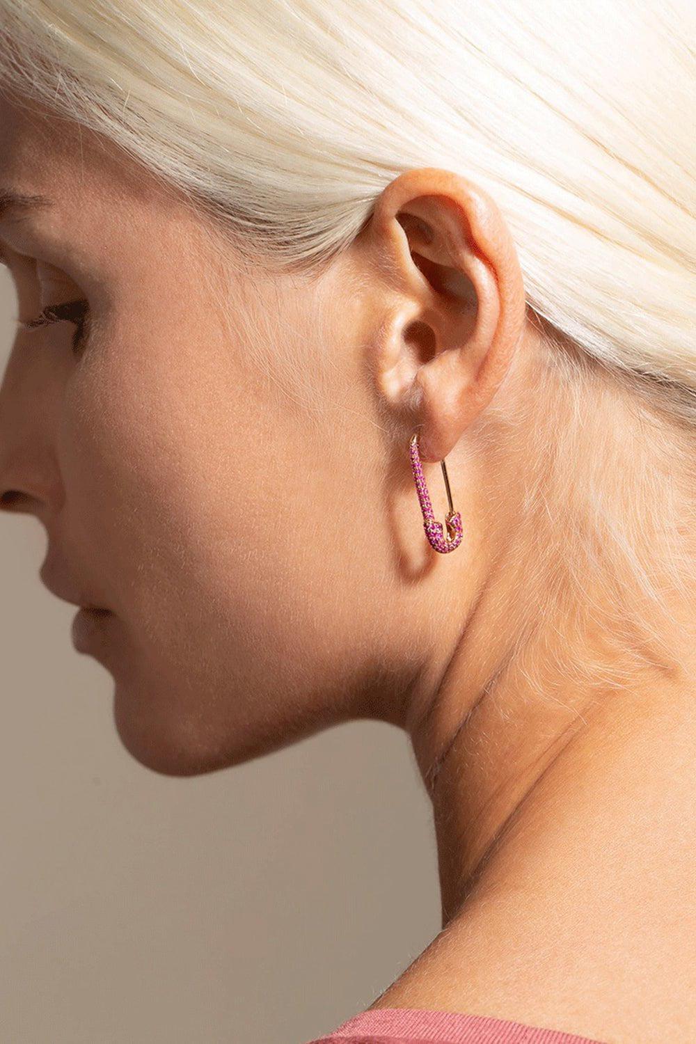 ANITA KO-Pink Sapphire Safety Pin Left Earring-