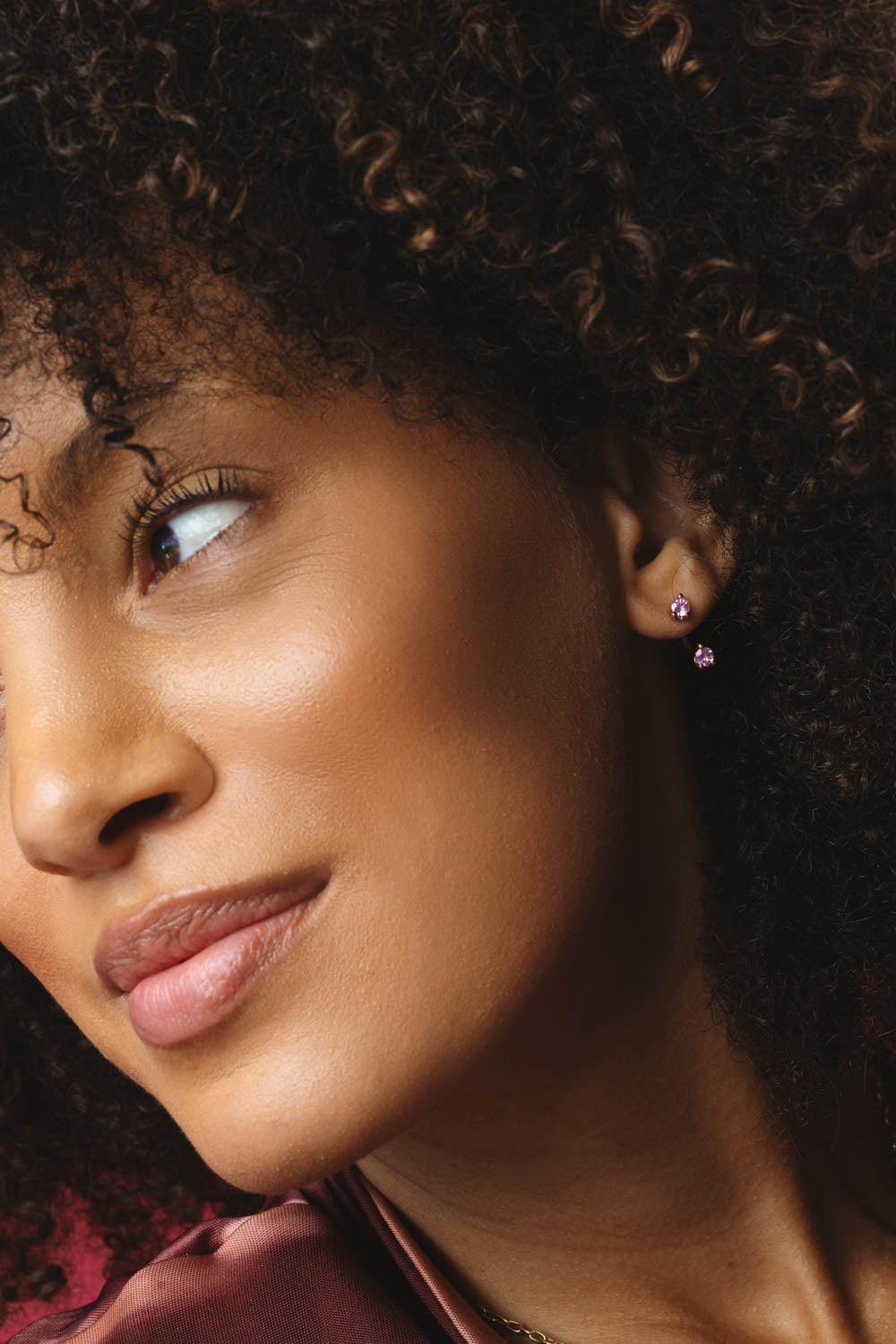 ANITA KO-Pink Sapphire Orbit Earring-ROSE GOLD