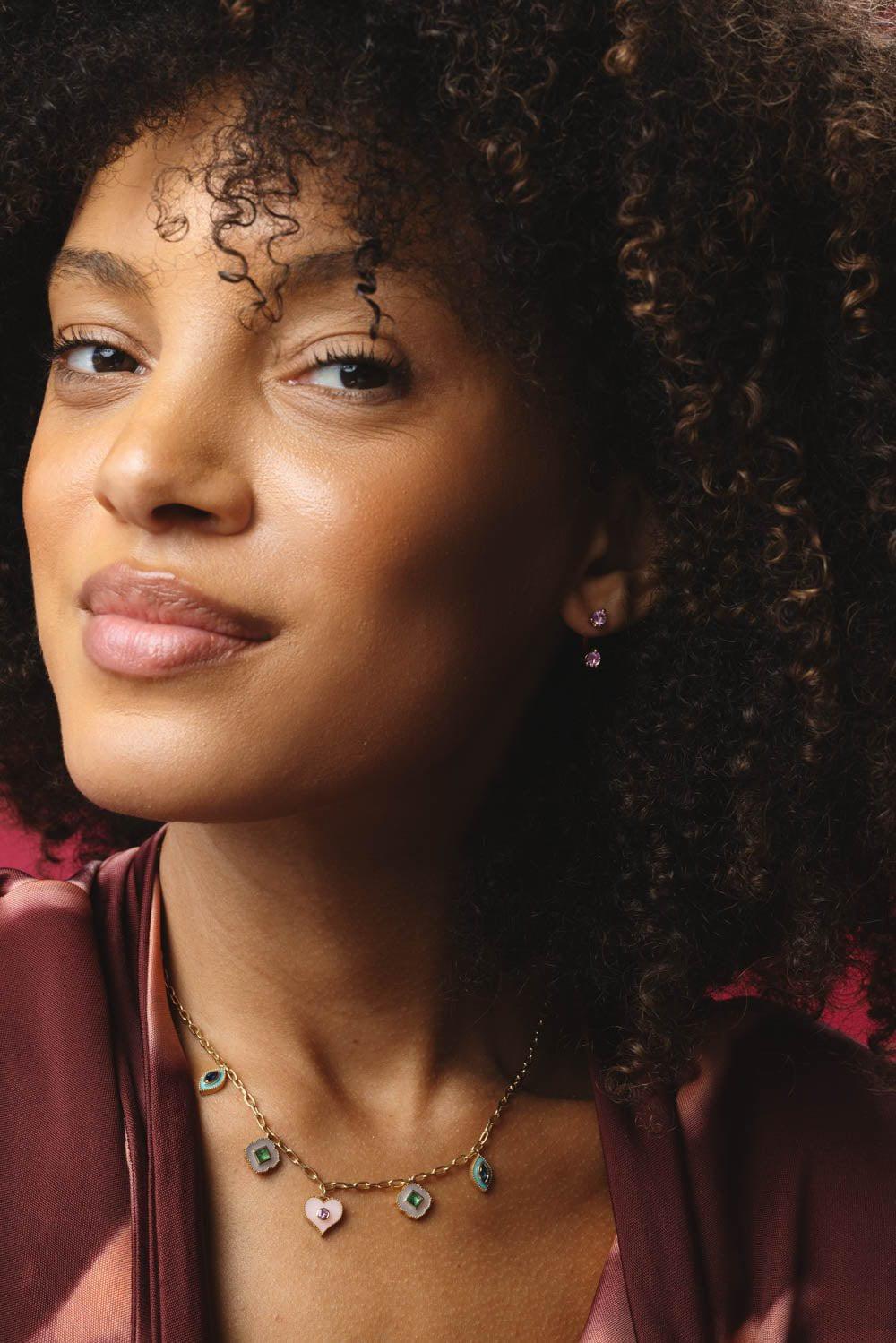 ANITA KO-Pink Sapphire Orbit Earring-ROSE GOLD