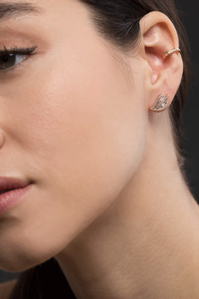 ANITA KO-Rose Gold Single Row Diamond Ear Cuff-ROSE GOLD