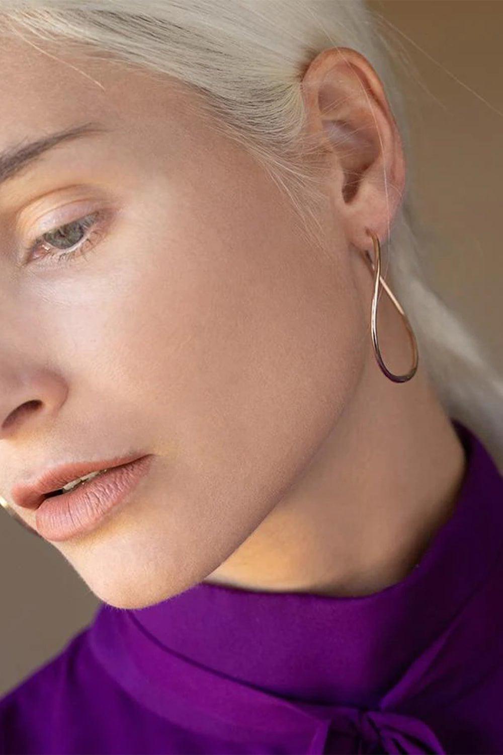 ANITA KO-Rose Gold Twisted Hoop Earrings-ROSE GOLD