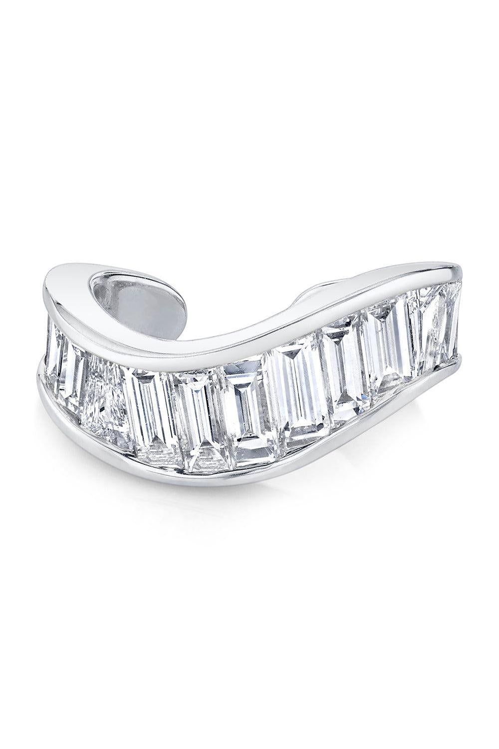 Baguette Wave Ear Cuff-WHITE GOLD-JEWELRYFINE JEWELEARRING-ANITA KO