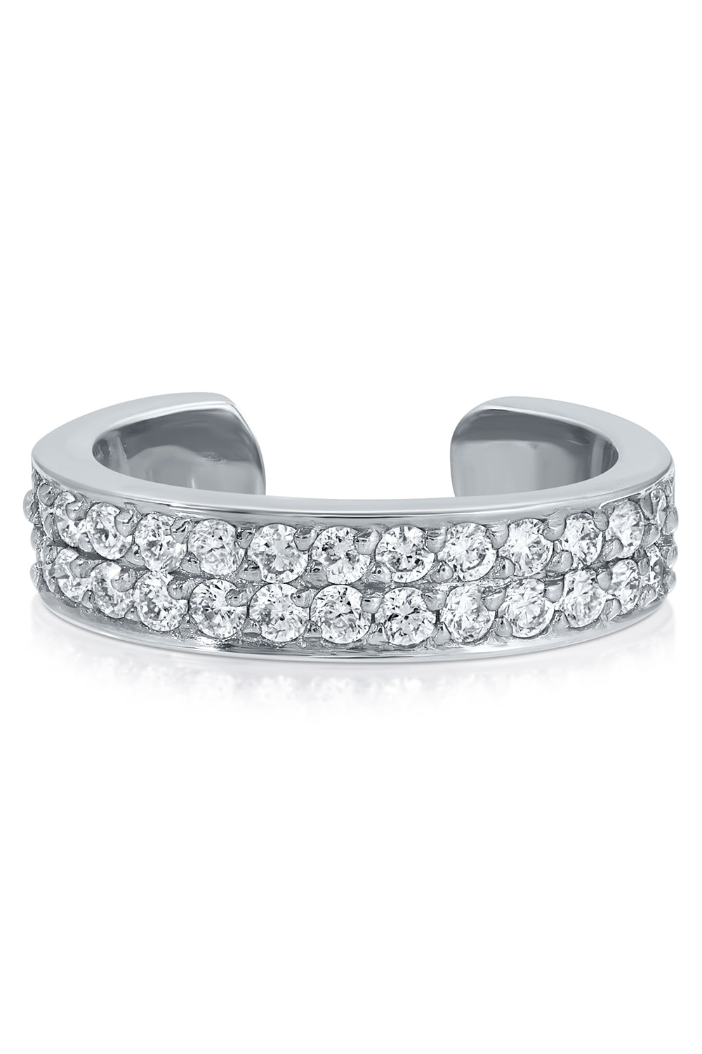 Double Row Diamond Ear Cuff-WHITE GOLD-JEWELRYFINE JEWELEARRING-ANITA KO