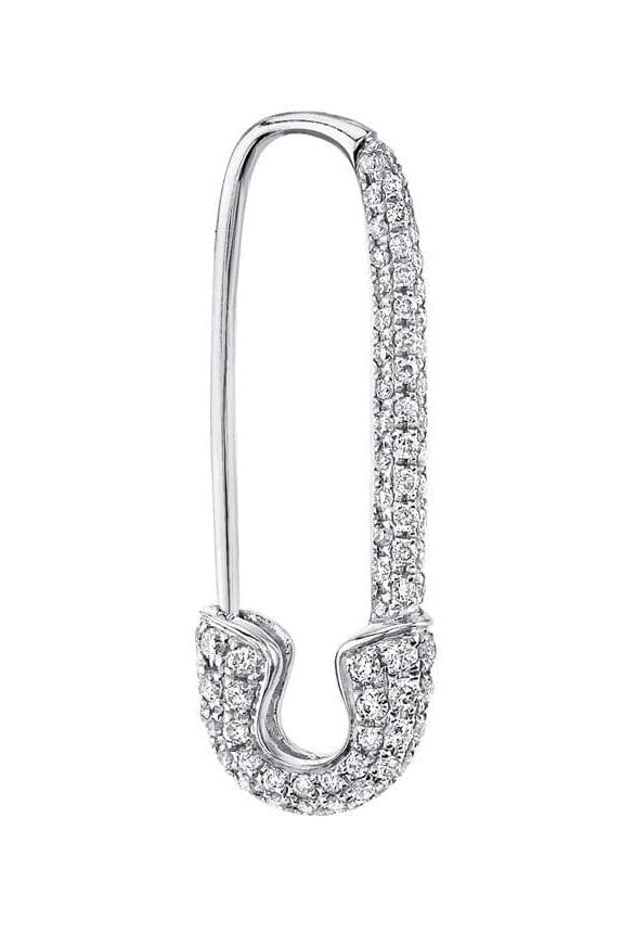 ANITA KO-Diamond Safety Pin Earring - White Gold-