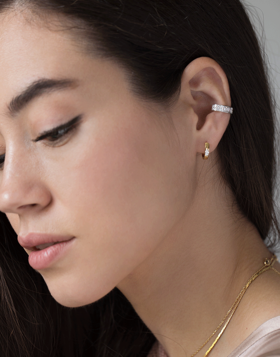 ANITA KO-Round and Baguette Diamond Ear Cuff-WHITE GOLD