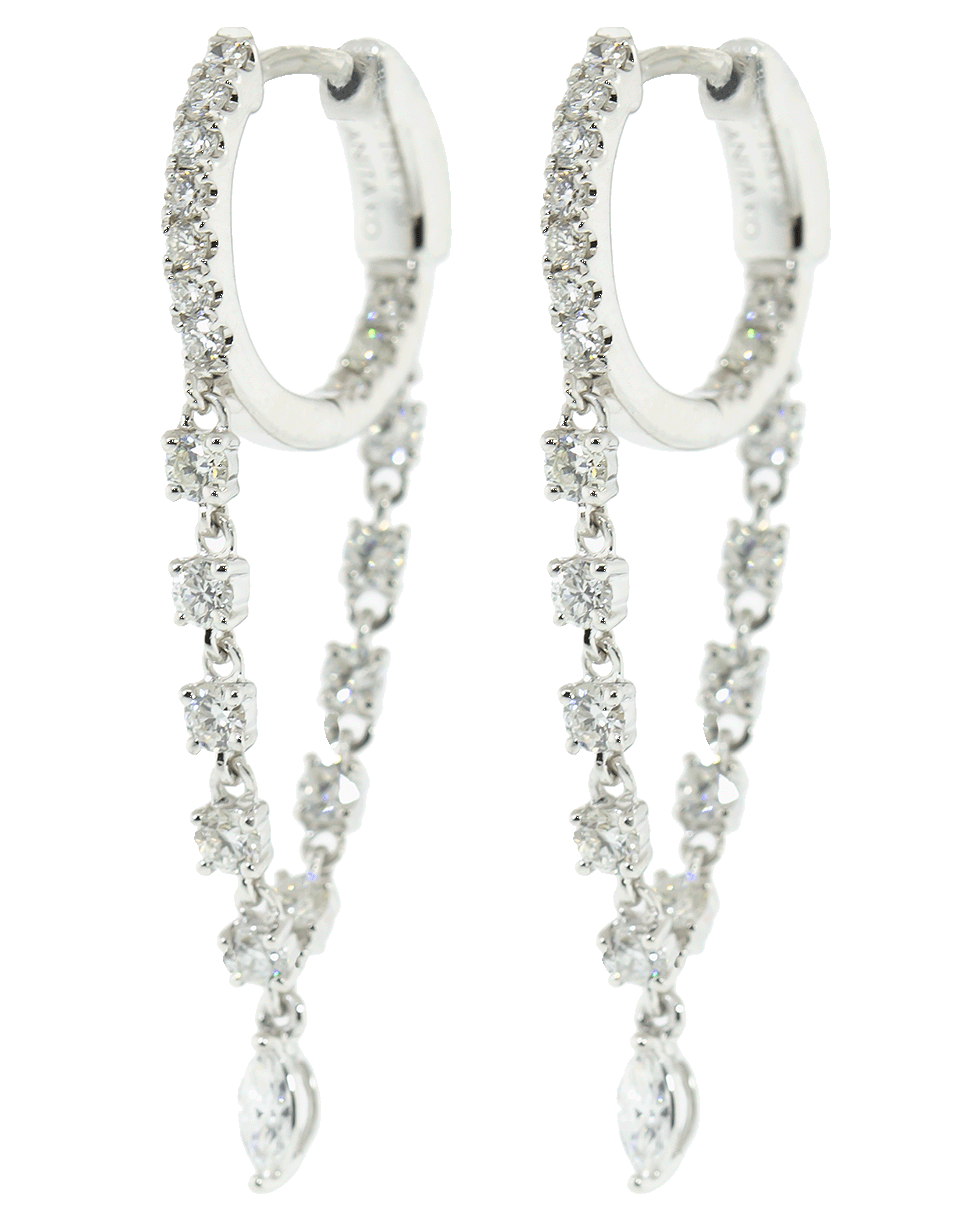 ANITA KO-Sienna Huggie Diamond Chain Earrings-WHITE GOLD