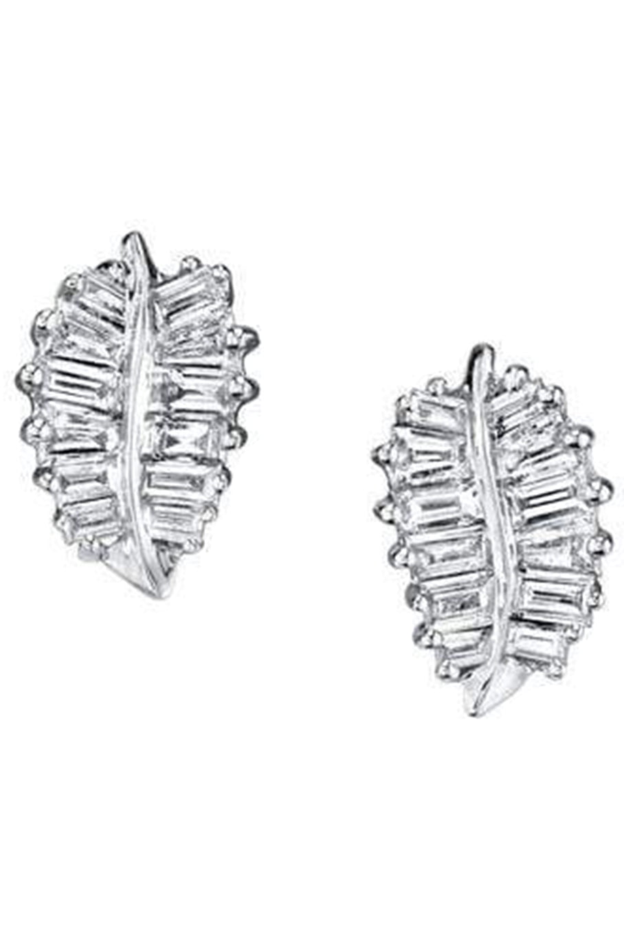 ANITA KO-White Gold Small Palm Leaf Diamond Studs-WHITE GOLD