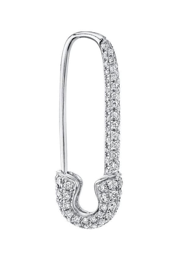 ANITA KO-Diamond Safety Pin Earring - White Gold-WHITE GOLD