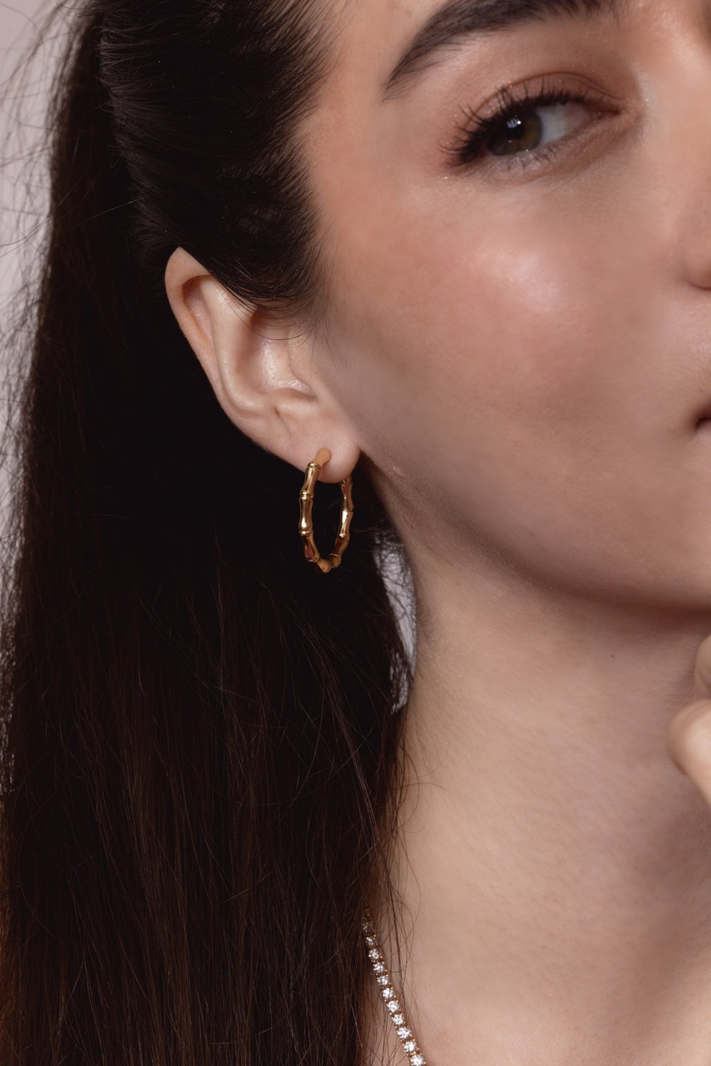 ANITA KO-Bamboo Hoop Earrings-YELLOW GOLD