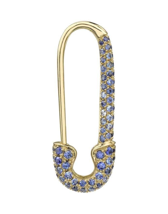 ANITA KO-Blue Sapphire Safety Pin Earring-YELLOW GOLD