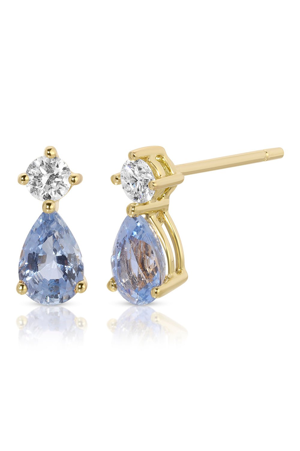 ANITA KO-Blue Sapphire Stud Earrings-YELLOW GOLD