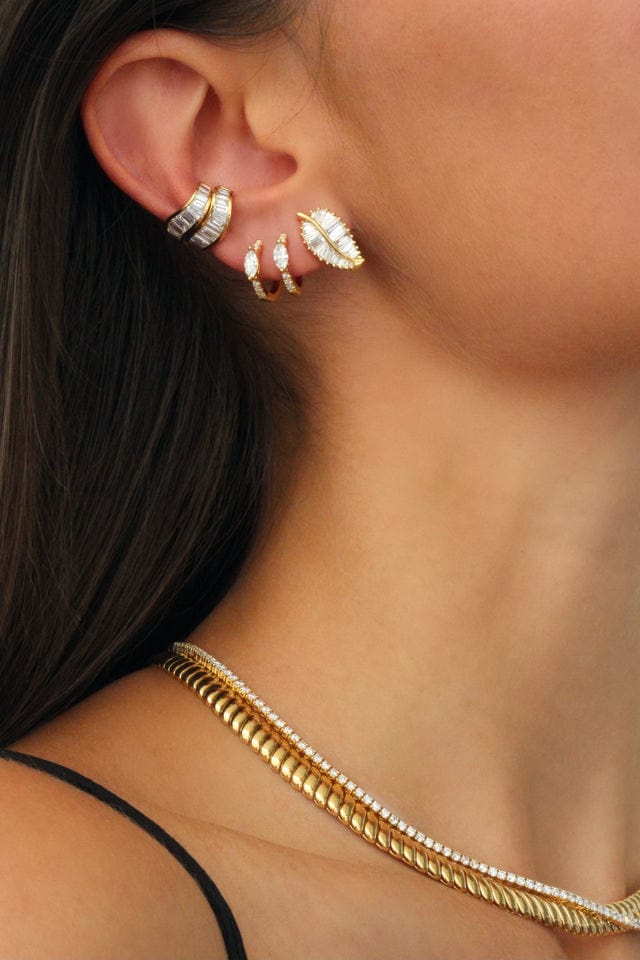ANITA KO-Classic Palm Leaf Diamond Studs-YELLOW GOLD