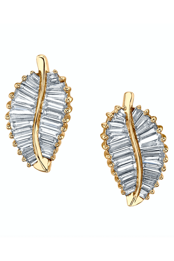 ANITA KO-Classic Palm Leaf Diamond Studs-YELLOW GOLD