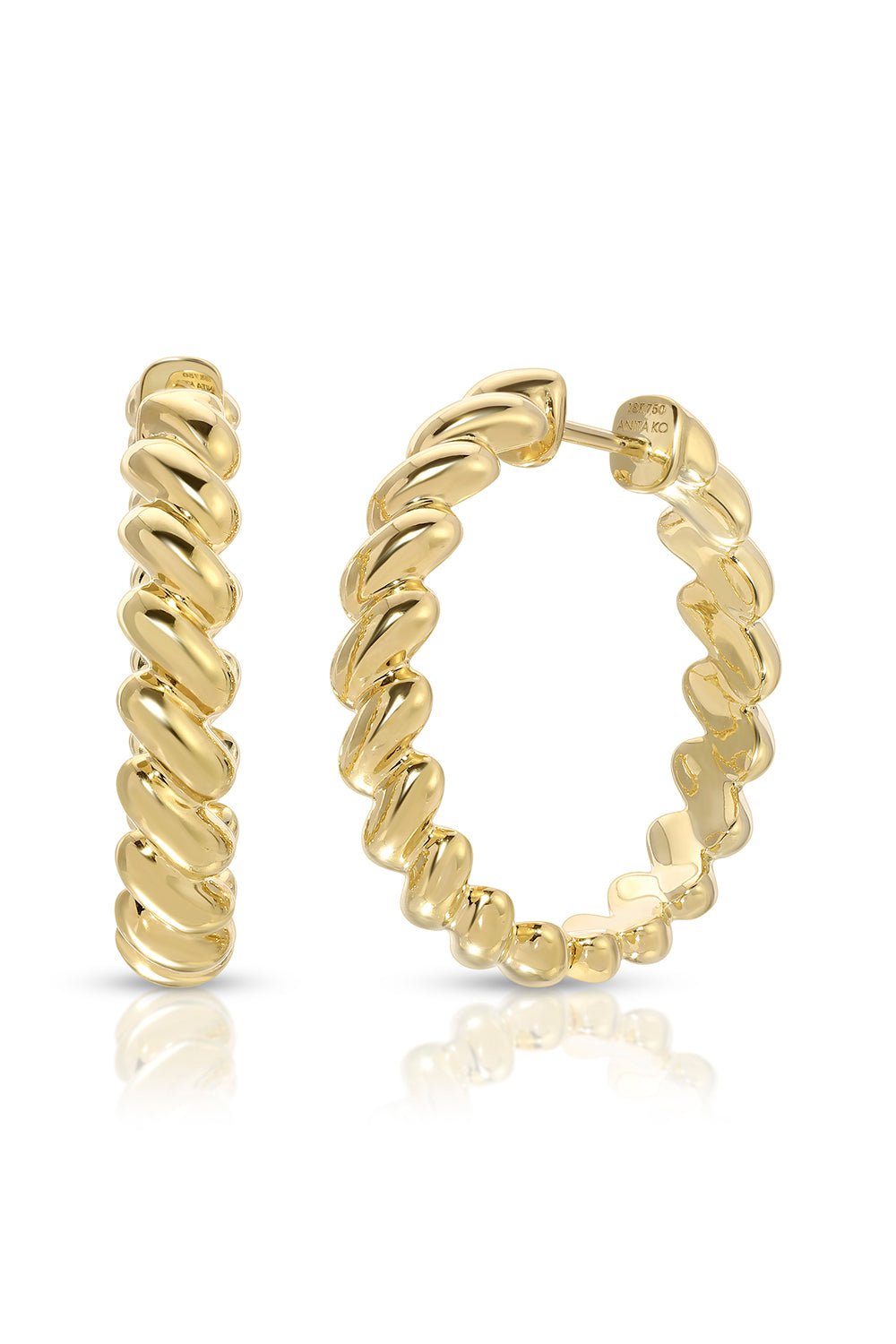 ANITA KO-Coil Hoop Earrings-YELLOW GOLD