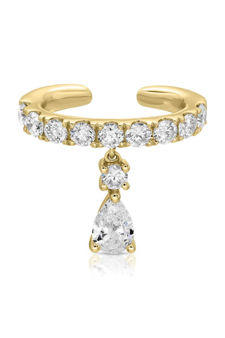 ANITA KO-Daphne Pear Diamond Ear Cuff-YELLOW GOLD