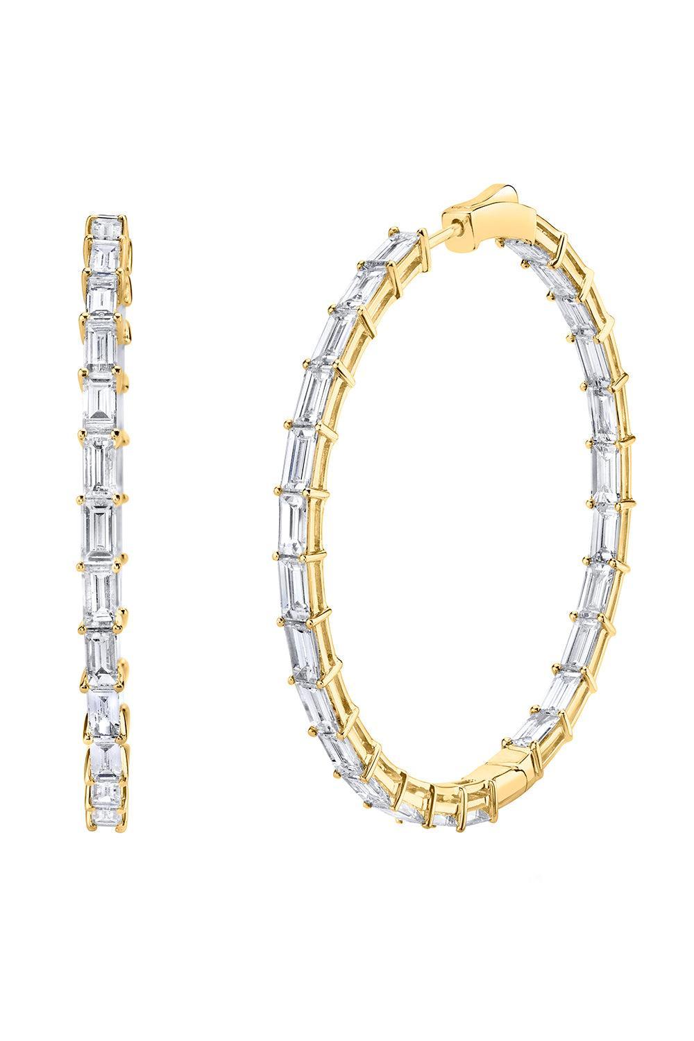 Diamond Baguette Large Hoop Earrings-YELLOW GOLD-JEWELRYFINE JEWELEARRING-ANITA KO