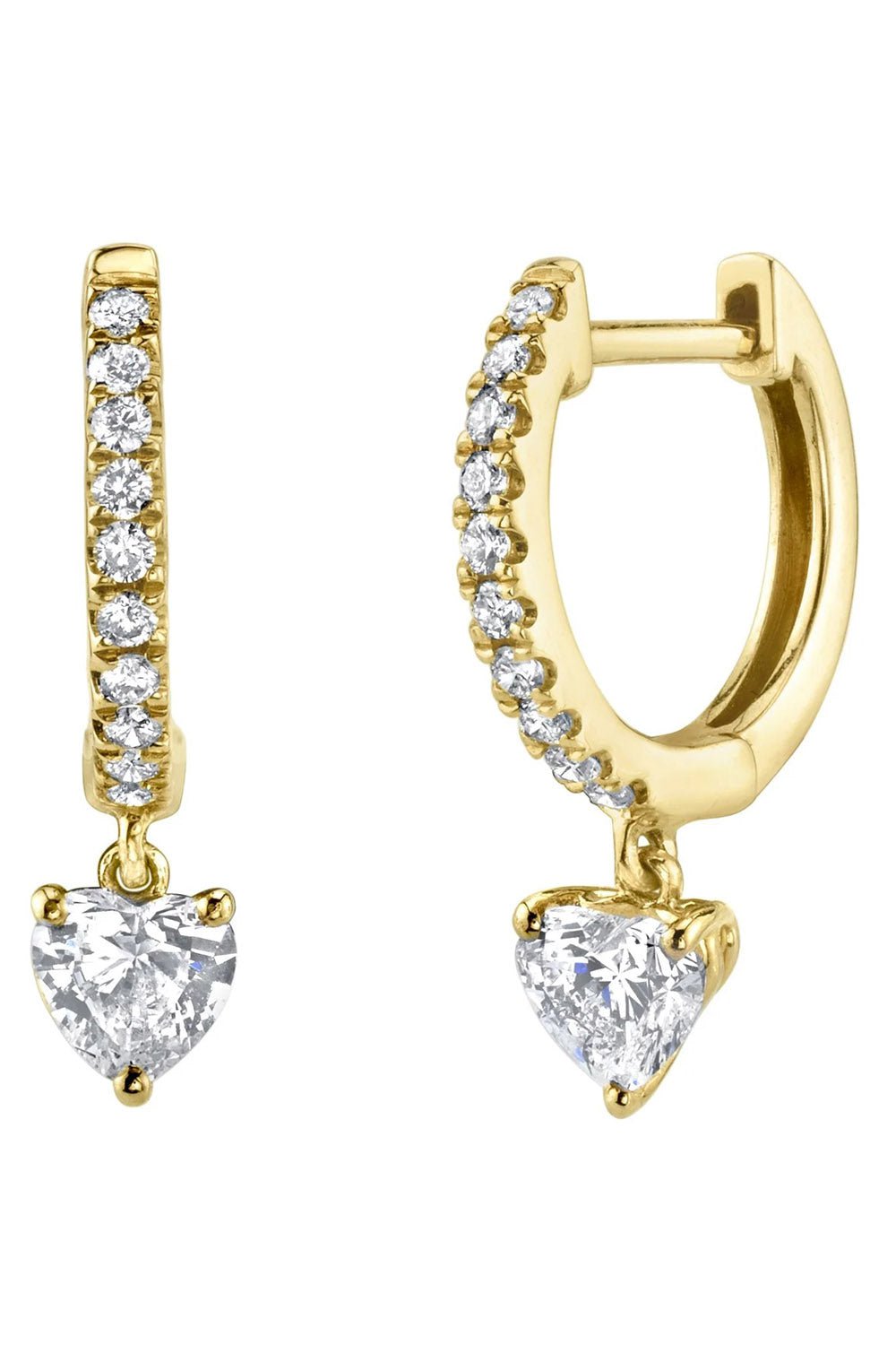 ANITA KO-Heart Drop Huggies-YELLOW GOLD