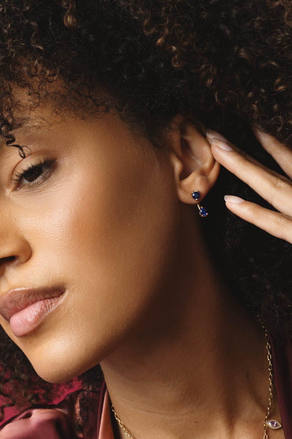 ANITA KO-Large Blue Sapphire Orbit Earring-YELLOW GOLD