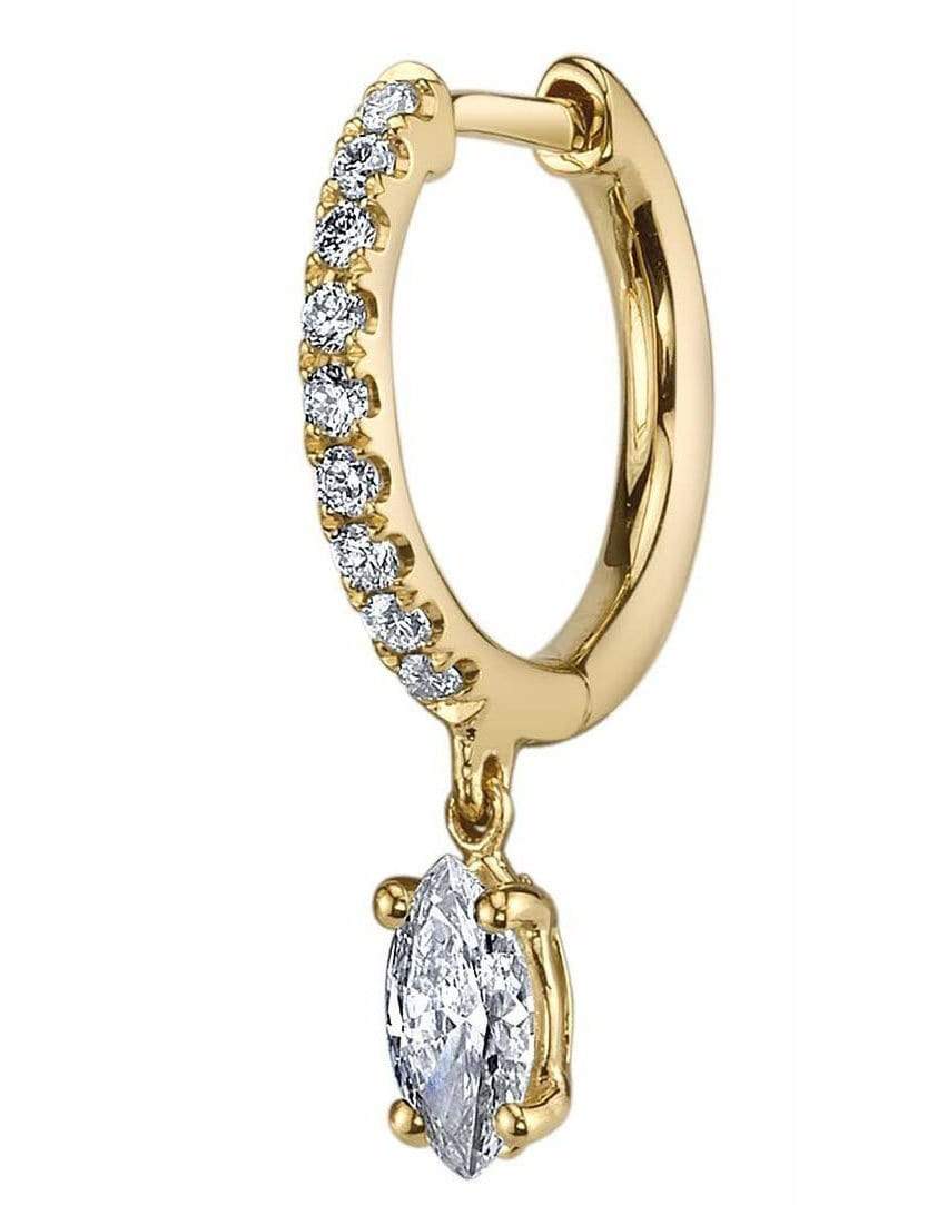 ANITA KO-Marquis Diamond Drop Huggie-YELLOW GOLD