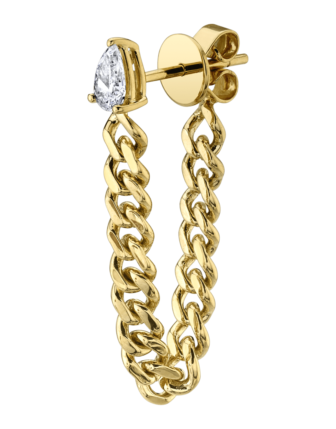 ANITA KO-Pear Diamond Cuban Link Loop Earring-YELLOW GOLD
