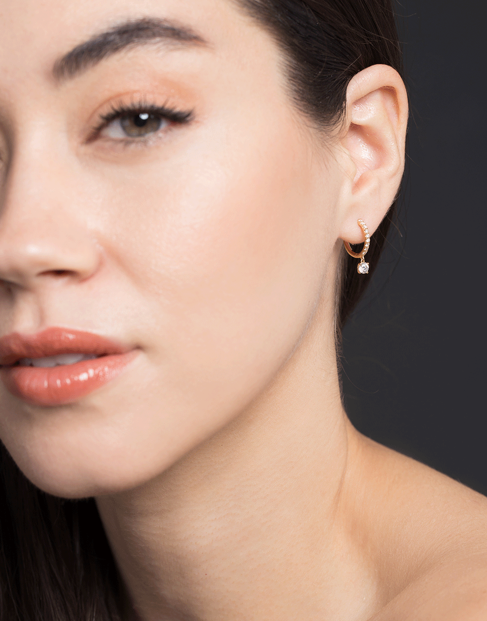 ANITA KO-Round Diamond Drop Huggie Earrings-YELLOW GOLD