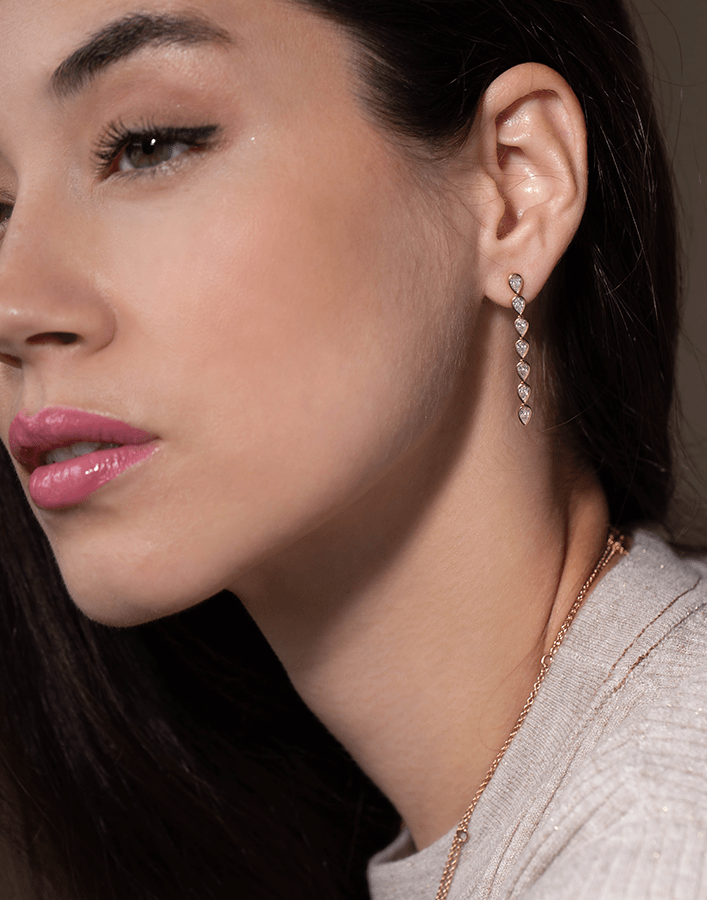 ANITA KO-Short Pear Diamond Bezel Drop Earrings-YELLOW GOLD