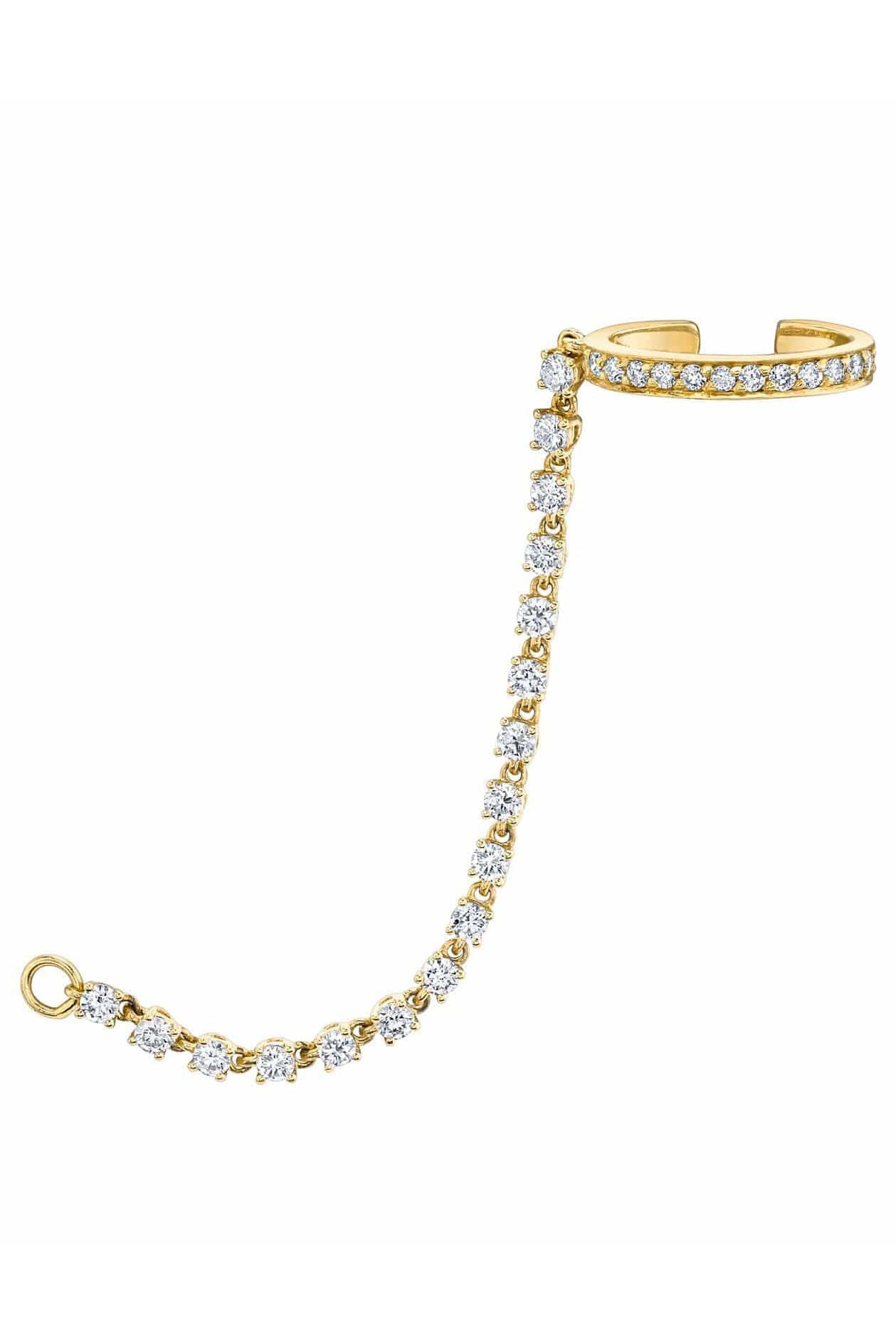 ANITA KO-Single Row Diamond Ear Cuff Chain-YELLOW GOLD