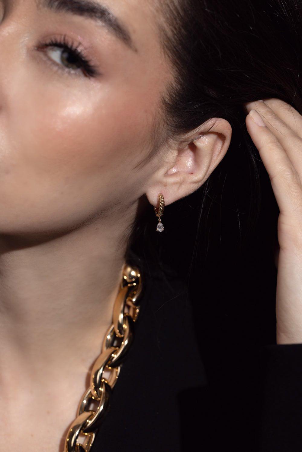 ANITA KO-Small Zoe Huggie Earrings-YELLOW GOLD