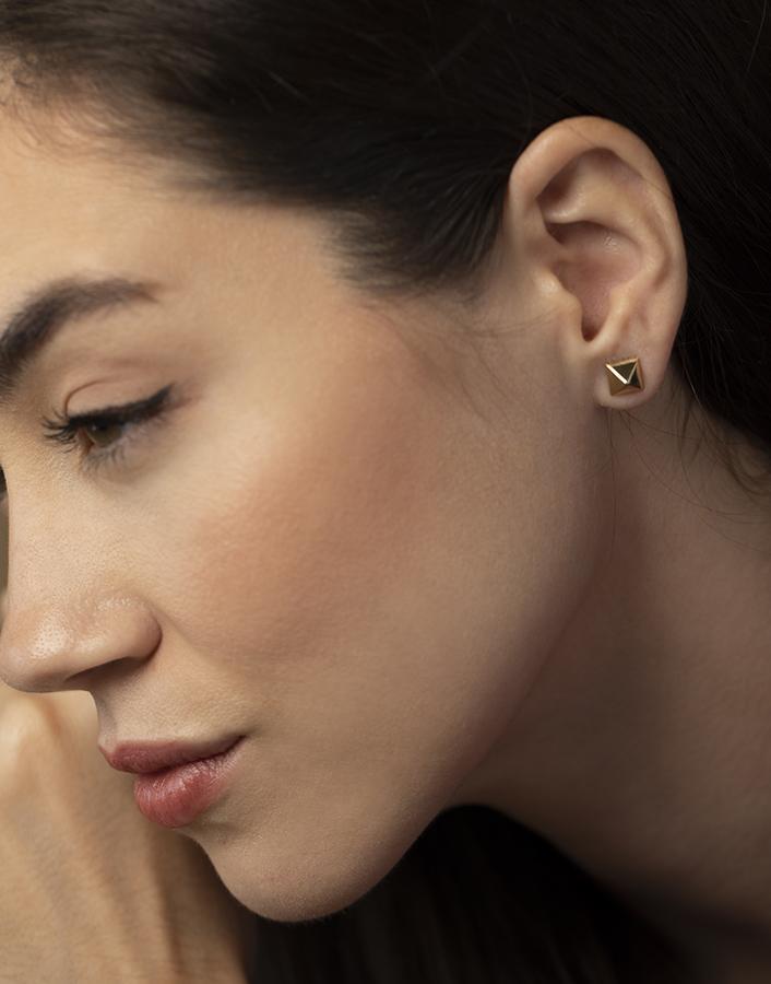 ANITA KO-Spike Stud Earrings-YELLOW GOLD