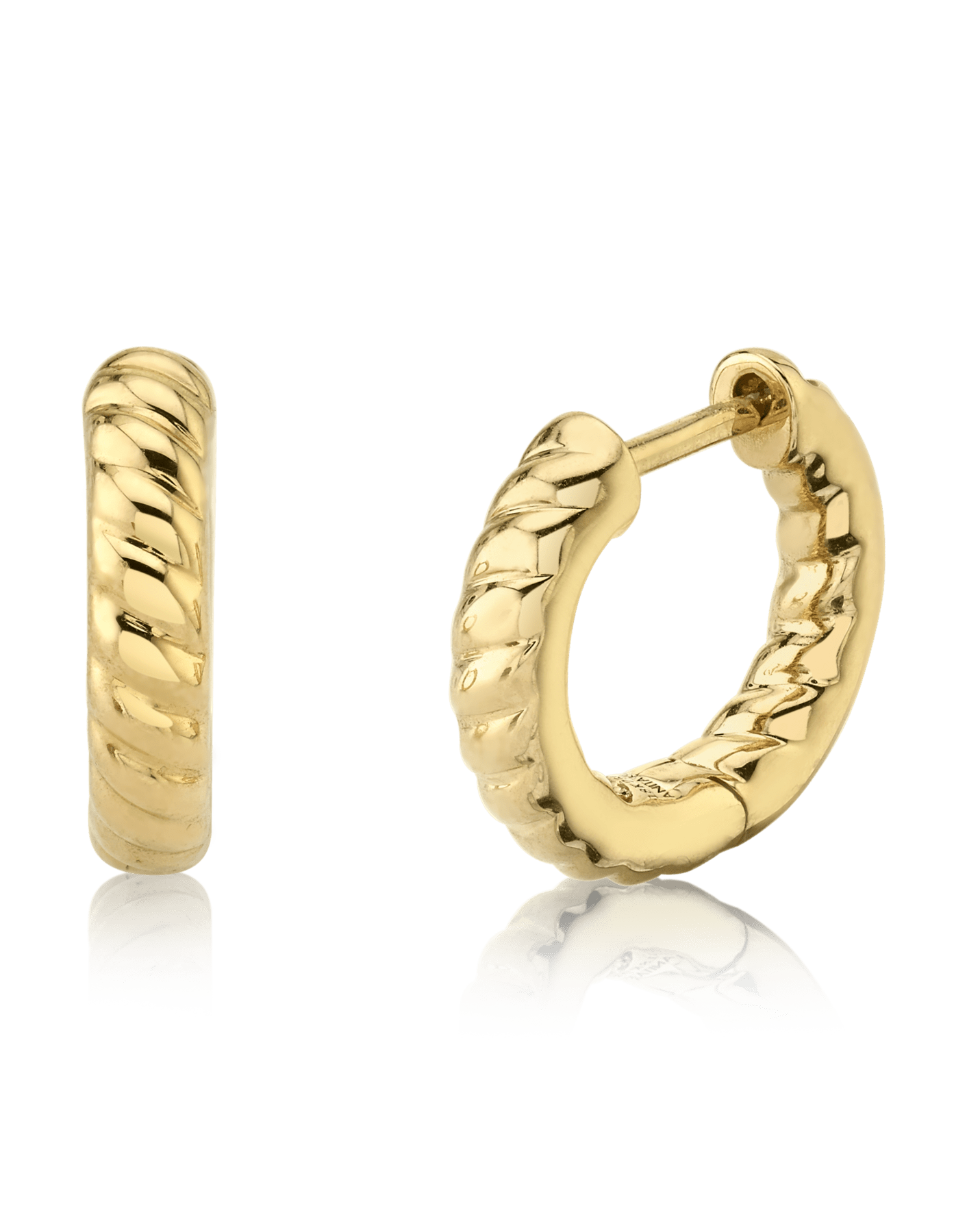 ANITA KO-Zoe Braided Huggie - Yellow Gold-YELLOW GOLD