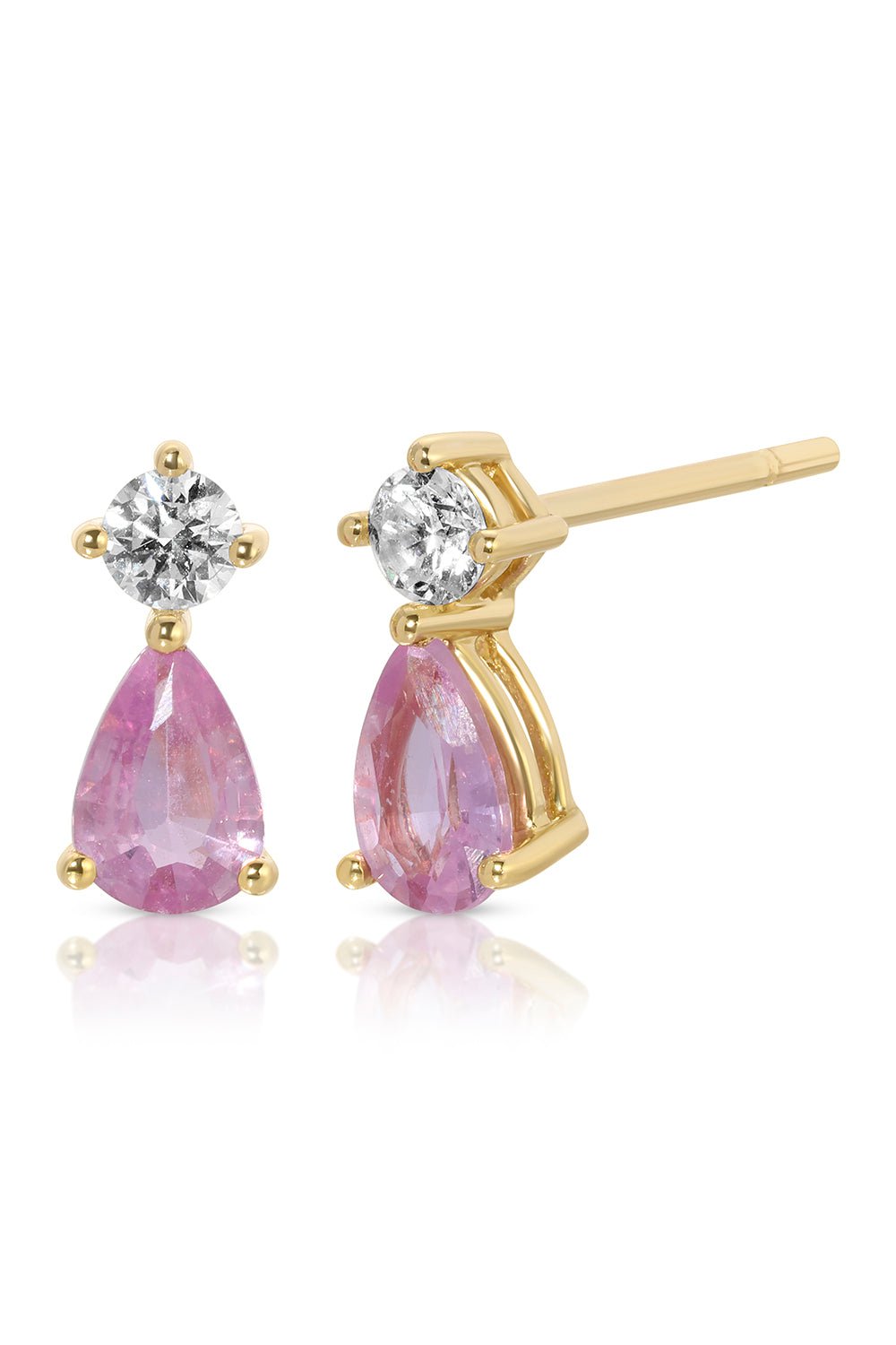 ANITA KO-Pink Sapphire Violet Stud Earrings-YLWGLD