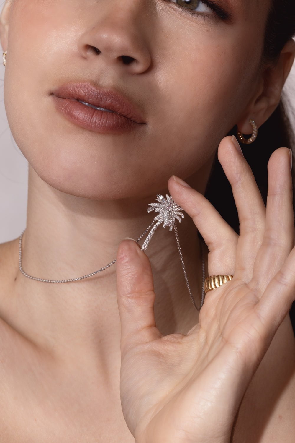 ANITA KO-Diamond Palm Tree Necklace-