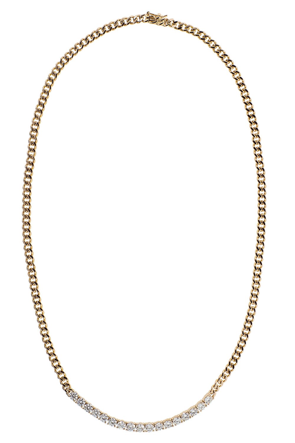 ANITA KO-Diamond Line Cuban Link Chain Necklace-ROSE GOLD