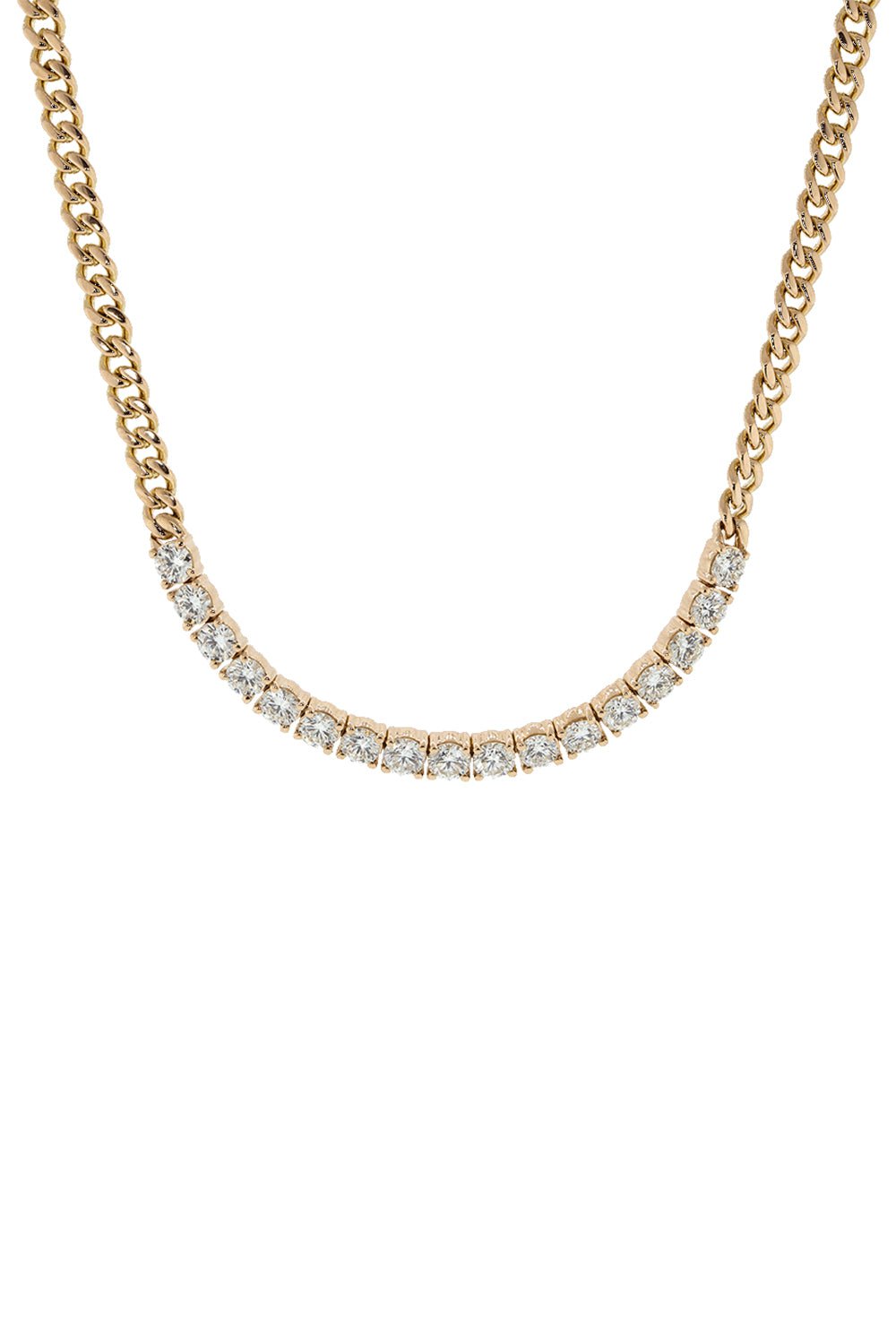 ANITA KO-Diamond Line Cuban Link Chain Necklace-ROSE GOLD