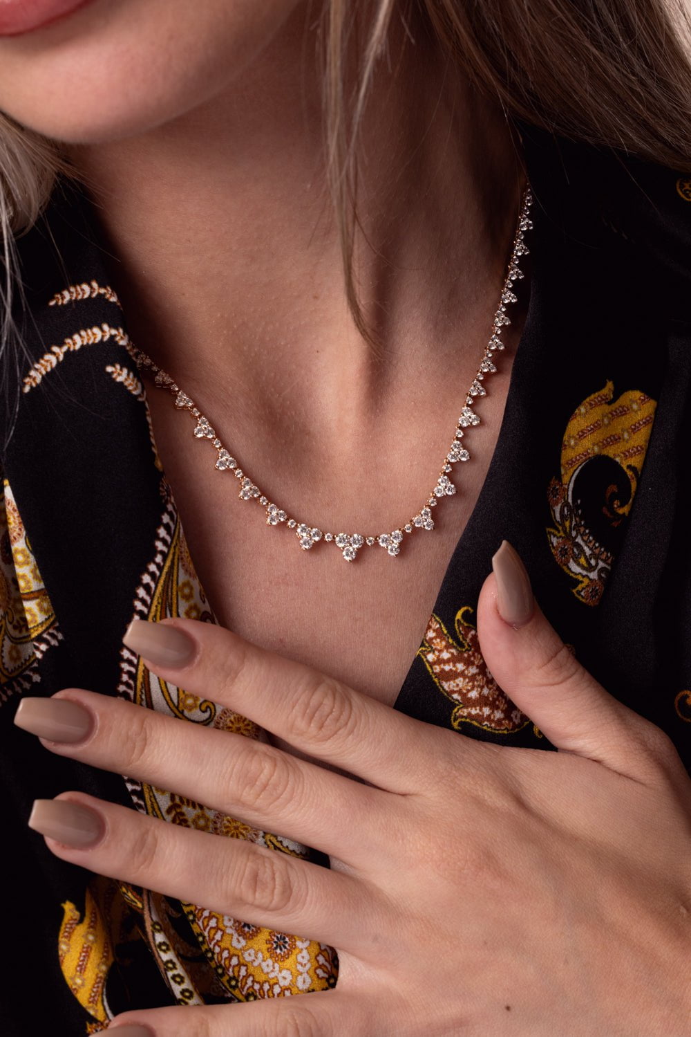 ANITA KO-Diamond Triangle Eternity Choker Necklace-ROSE GOLD