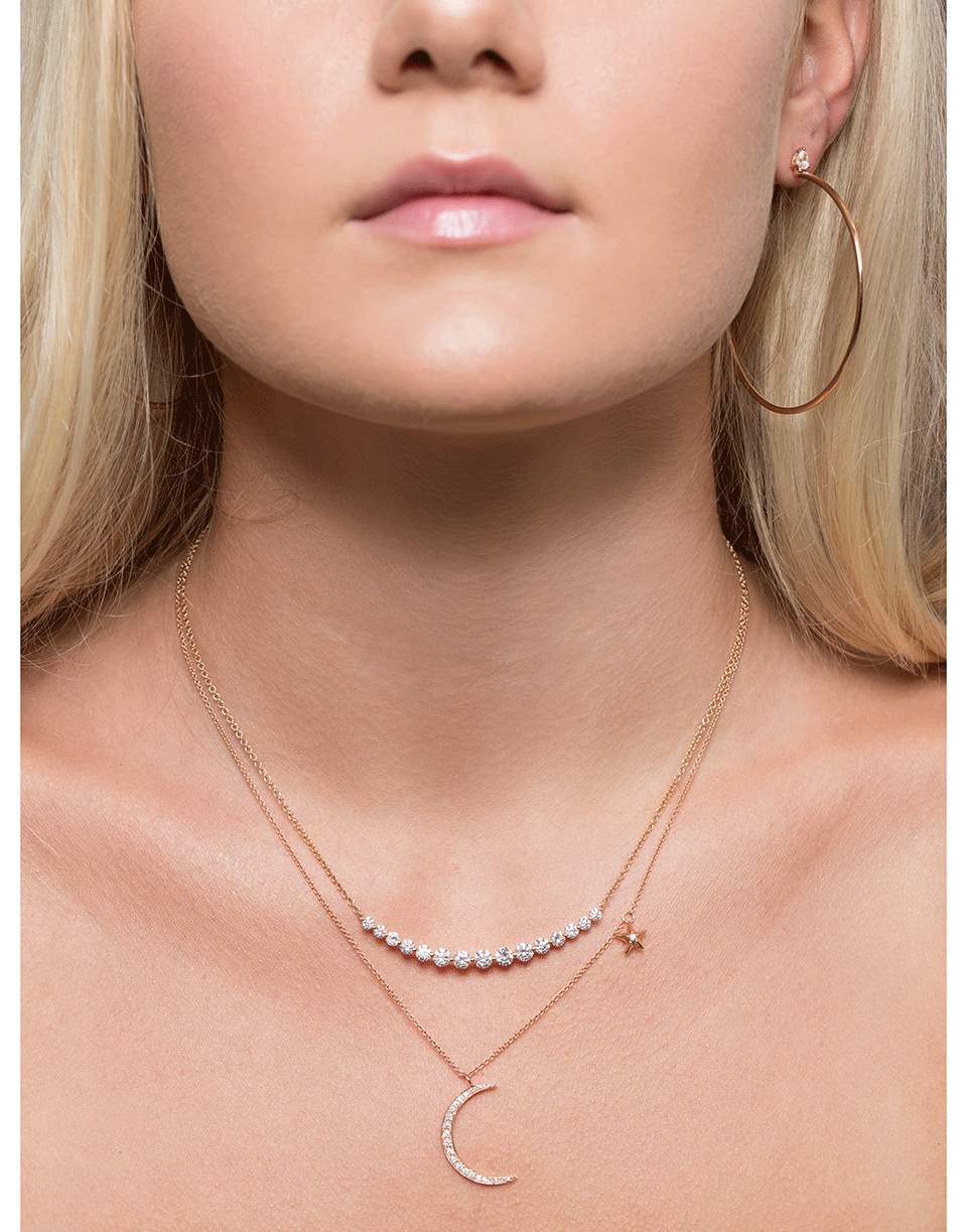 ANITA KO-Large Diamond Crescent Necklace-ROSE GOLD