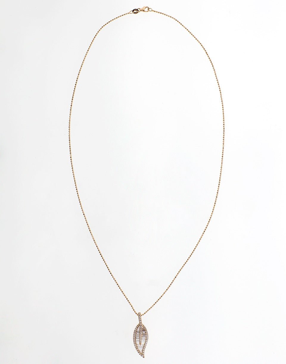 ANITA KO-Large Diamond Leaf Necklace-ROSE GOLD