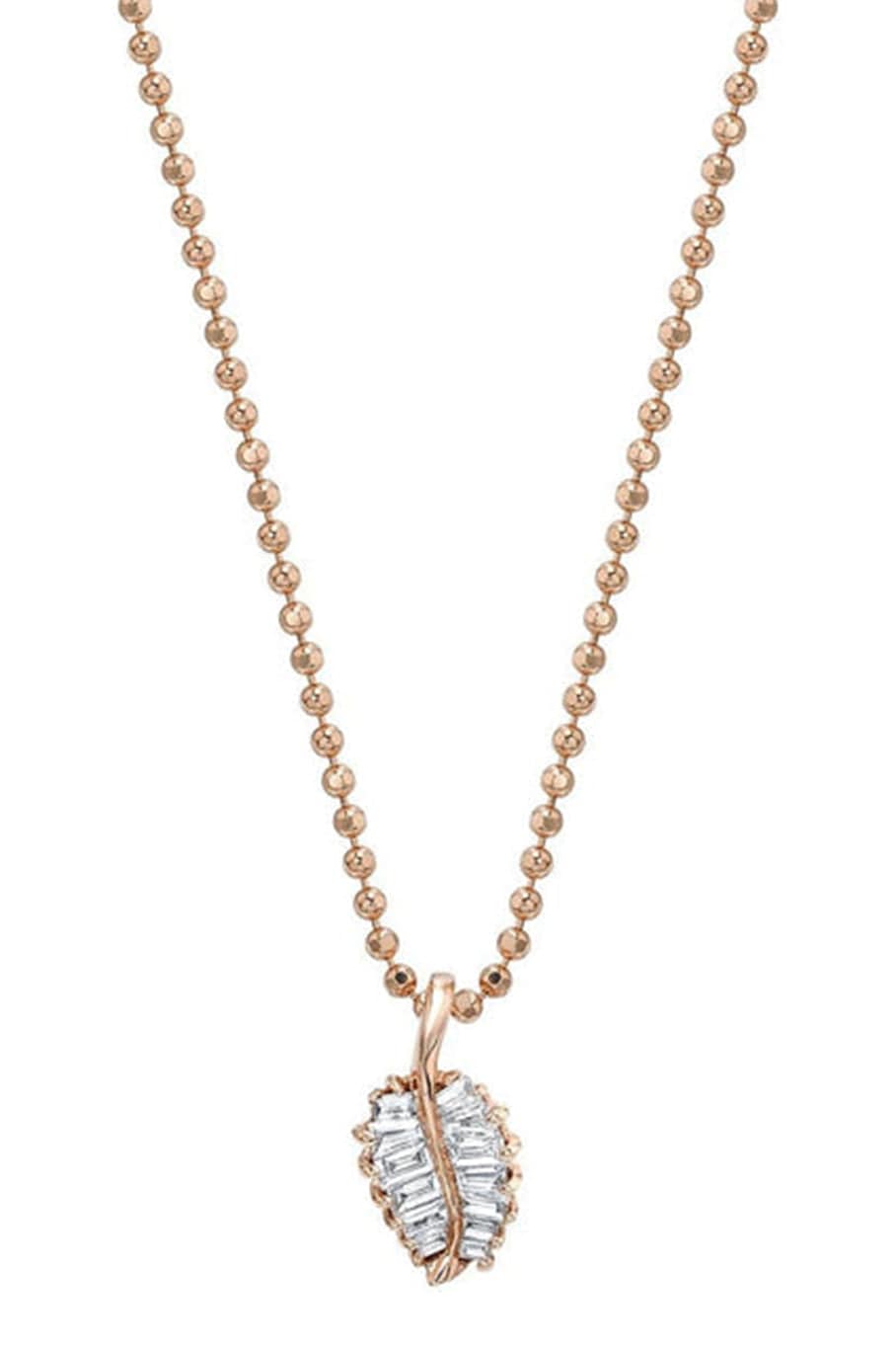 ANITA KO-Rose Gold Small Palm Leaf Diamond Necklace-ROSE GOLD