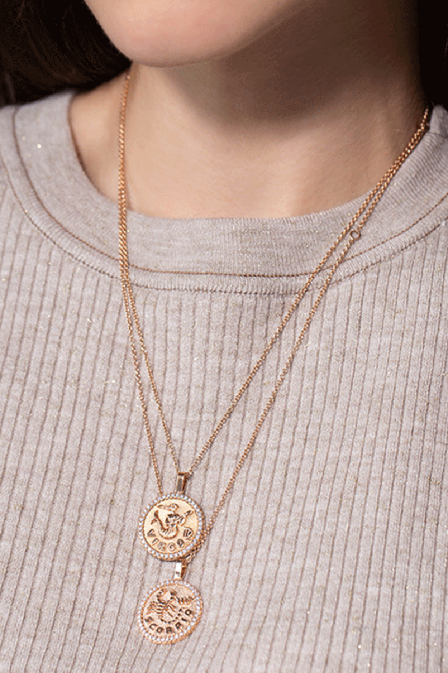 Scorpio Zodiac Coin Pendant Necklace ANITA KO – Marissa Collections