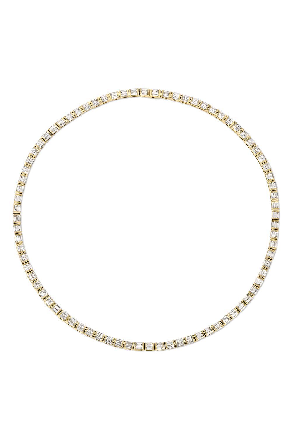 Baguette Diamond Large Choker Necklace-YELLOW GOLD-16-JEWELRYFINE JEWELNECKLACE O-ANITA KO