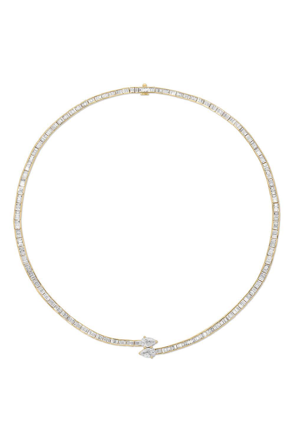 Diamond Saturn Choker Necklace-YELLOW GOLD-16-JEWELRYFINE JEWELNECKLACE O-ANITA KO
