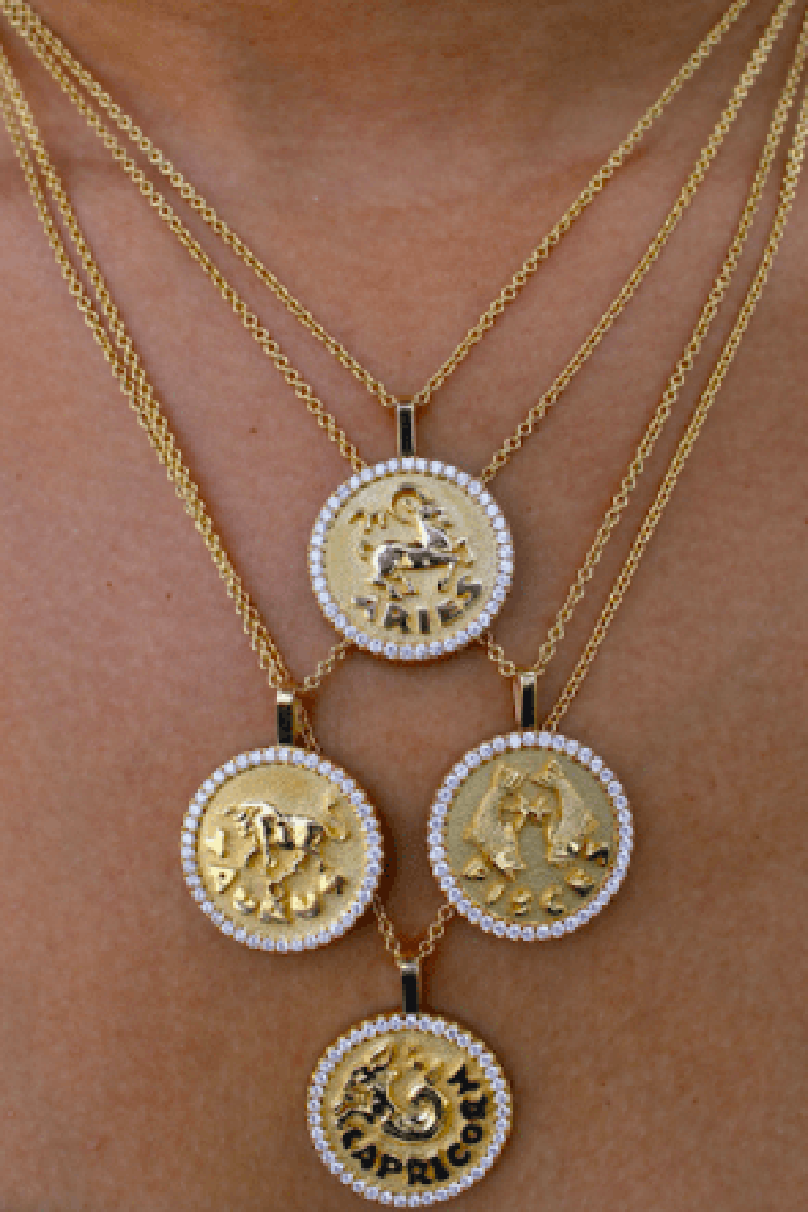 ANITA KO-Aries Zodiac Coin Pendant Necklace-YELLOW GOLD