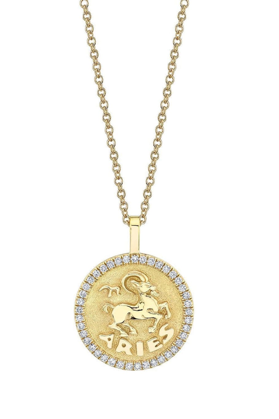 ANITA KO-Aries Zodiac Coin Pendant Necklace-YELLOW GOLD