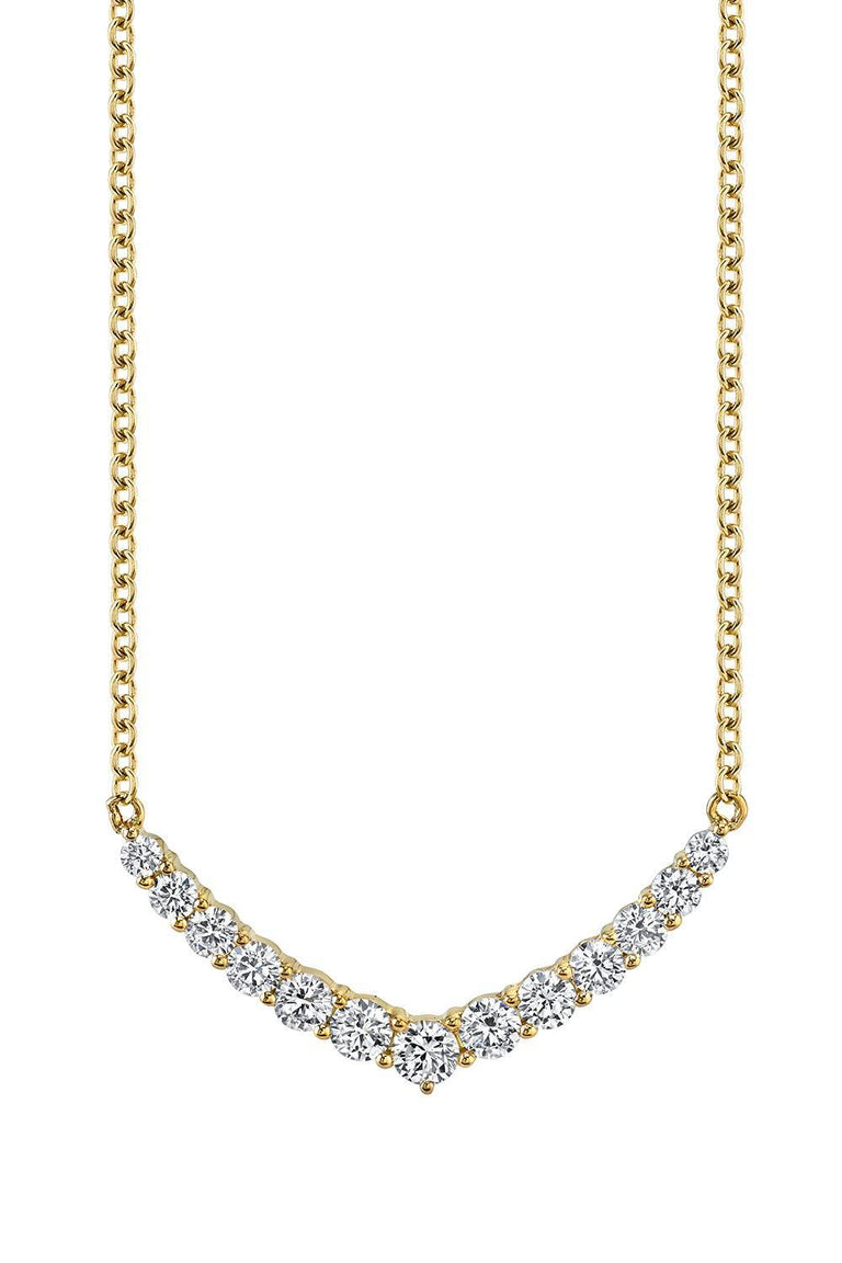 Diamond Curved V Pendant Necklace