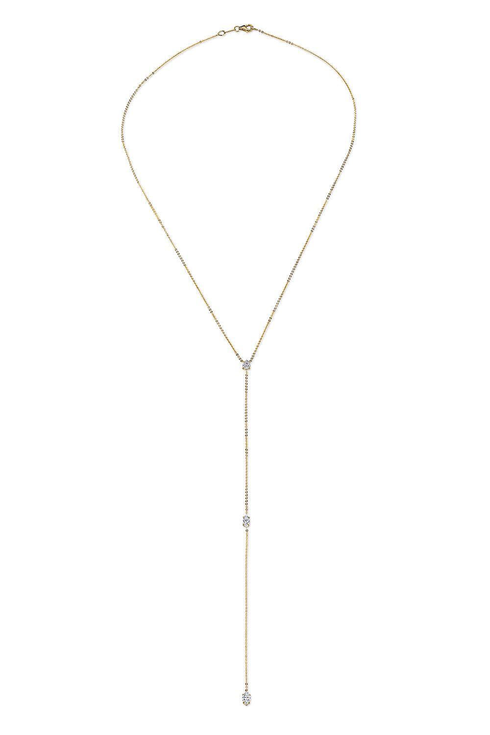 Diamond Lariat Necklace-YELLOW GOLD-JEWELRYFINE JEWELNECKLACE O-ANITA KO