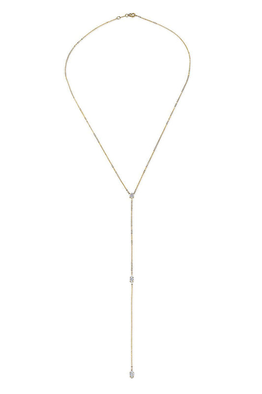 Diamond Lariat Necklace-YELLOW GOLD-JEWELRYFINE JEWELNECKLACE O-ANITA KO
